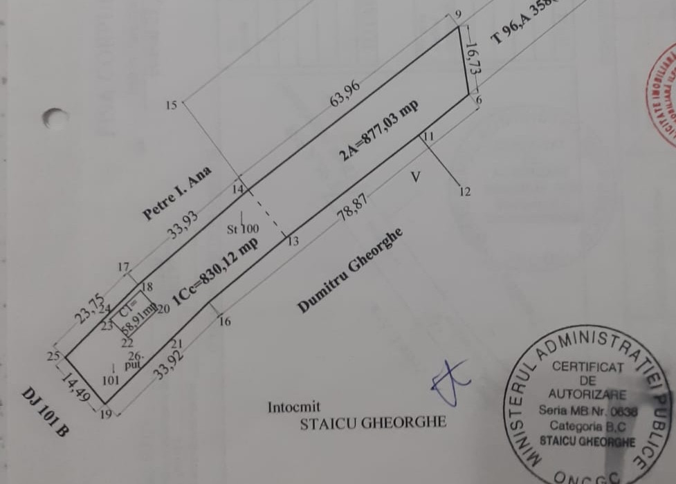 Teren intravilan, 1707 mp, front 15 m, utilitati | Snagov -Ghermanesti