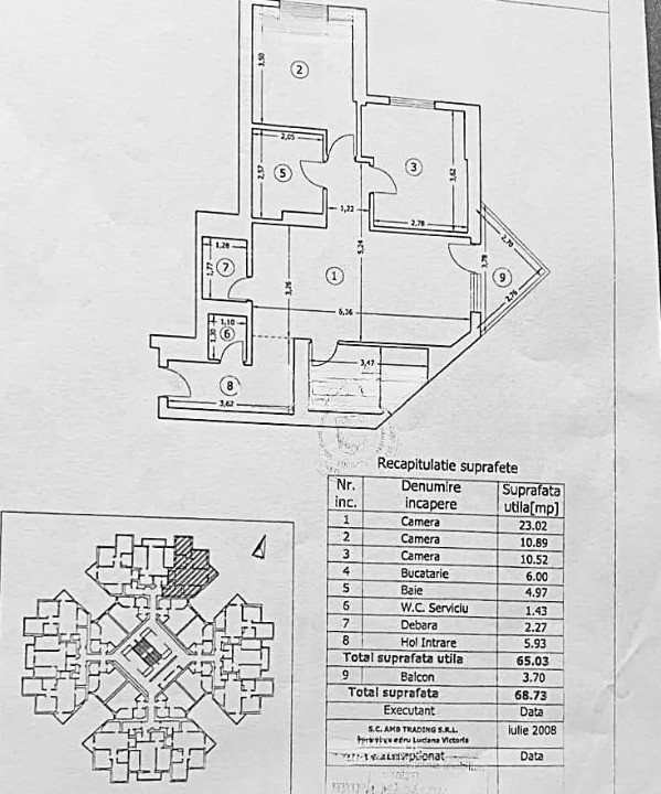 0% | Apartament 3 camere 70 mp, mobilat & utilat  | Planorama