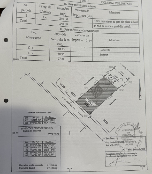 Teren intravilan 350 mp, front 13 m, toate utilitatile | Voluntari